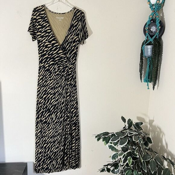 Soft Surroundings Women’s Faux Wrap Maxi Dress Brown Black Zebra Print Boho S - Picture 8 of 8